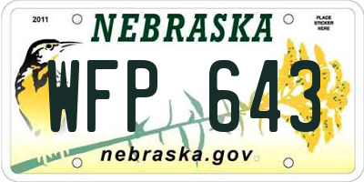 NE license plate WFP643