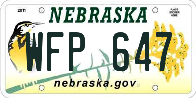 NE license plate WFP647