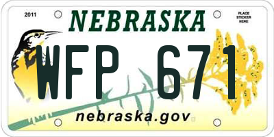 NE license plate WFP671