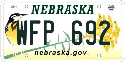 NE license plate WFP692