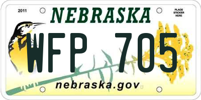 NE license plate WFP705