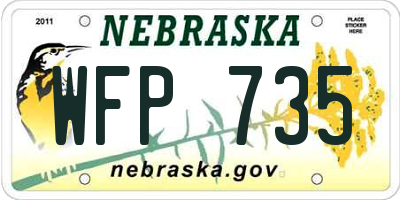 NE license plate WFP735