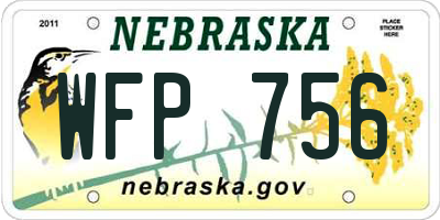 NE license plate WFP756