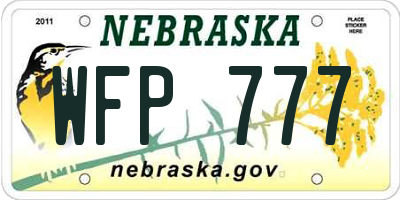 NE license plate WFP777