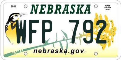 NE license plate WFP792