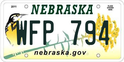 NE license plate WFP794