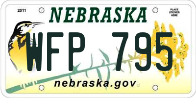 NE license plate WFP795