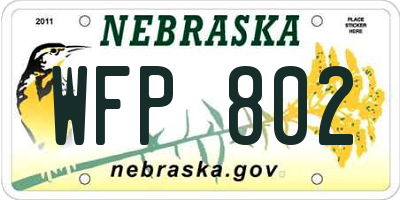 NE license plate WFP802