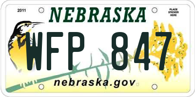 NE license plate WFP847