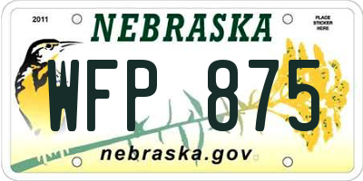 NE license plate WFP875
