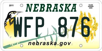 NE license plate WFP876