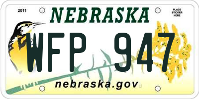 NE license plate WFP947