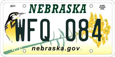 NE license plate WFQ084