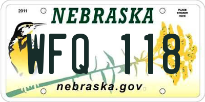 NE license plate WFQ118