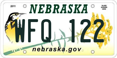 NE license plate WFQ122