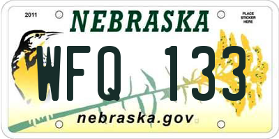 NE license plate WFQ133