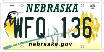 NE license plate WFQ136