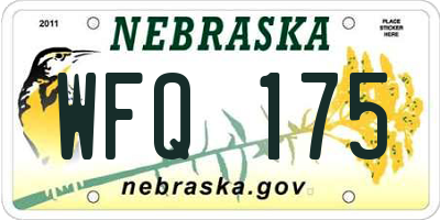 NE license plate WFQ175