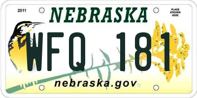 NE license plate WFQ181