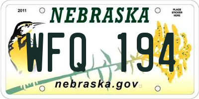NE license plate WFQ194