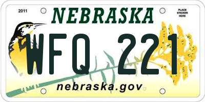 NE license plate WFQ221