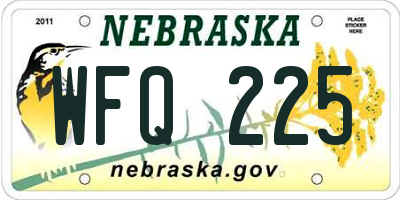 NE license plate WFQ225