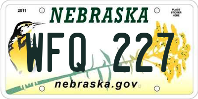 NE license plate WFQ227