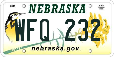 NE license plate WFQ232