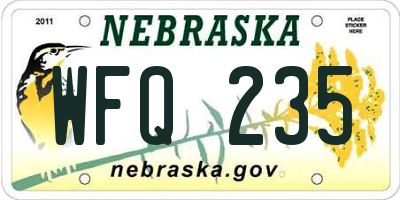 NE license plate WFQ235