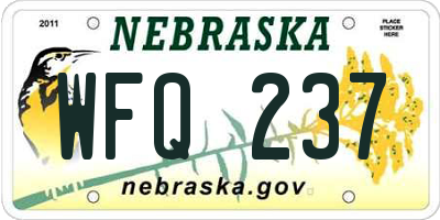 NE license plate WFQ237