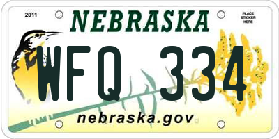 NE license plate WFQ334