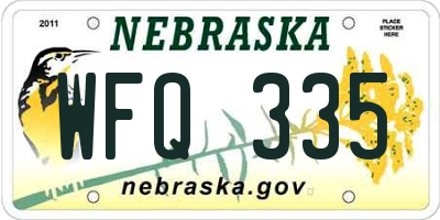 NE license plate WFQ335