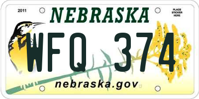 NE license plate WFQ374