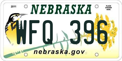 NE license plate WFQ396