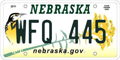 NE license plate WFQ445