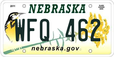 NE license plate WFQ462