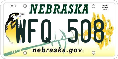 NE license plate WFQ508
