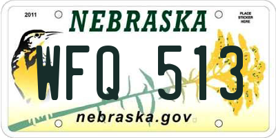 NE license plate WFQ513