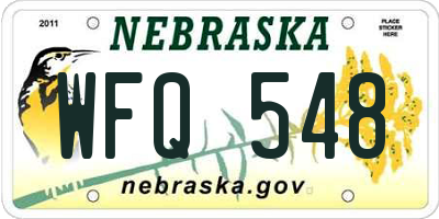 NE license plate WFQ548