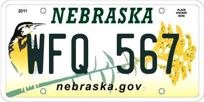 NE license plate WFQ567