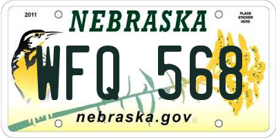 NE license plate WFQ568