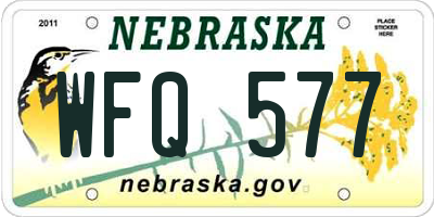 NE license plate WFQ577