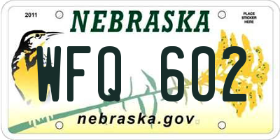 NE license plate WFQ602