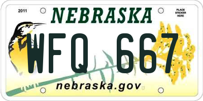 NE license plate WFQ667