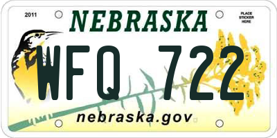 NE license plate WFQ722
