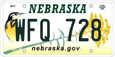 NE license plate WFQ728