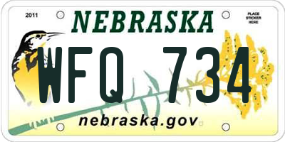 NE license plate WFQ734
