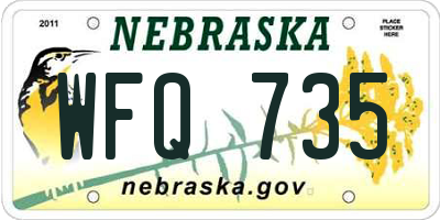 NE license plate WFQ735