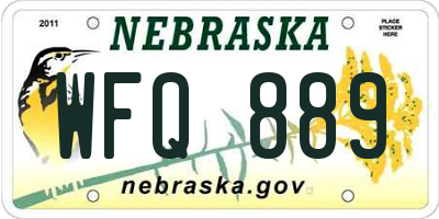 NE license plate WFQ889