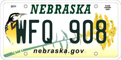 NE license plate WFQ908